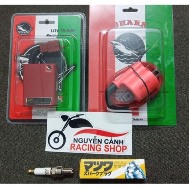 IC shark mobin shark ,,có dây ,,bugi 3 chấu gắn xe wave xe dream, 3 món như hình