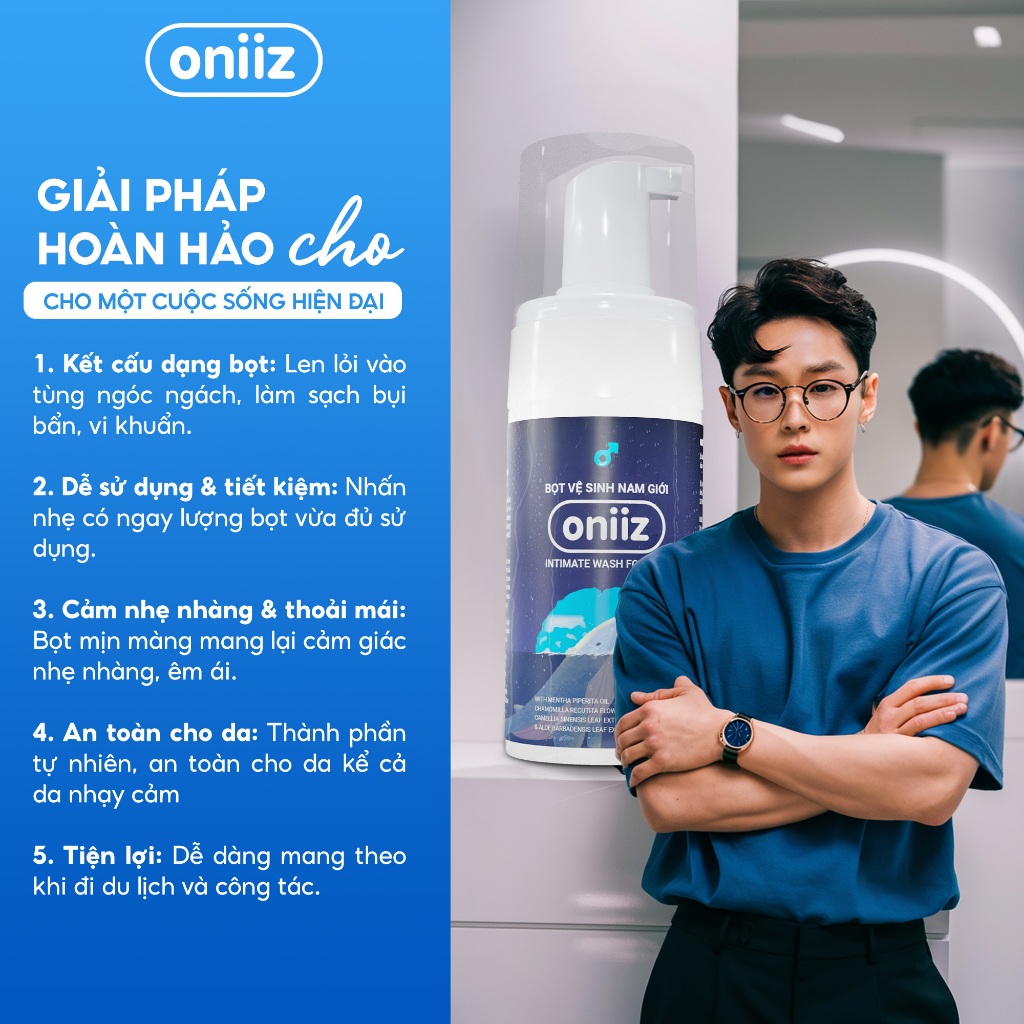 Bọt vệ sinh nam giới Oniiz - Dung dịch vệ sinh nam giới tạo bọt hương cổ điển Classcial 100ml