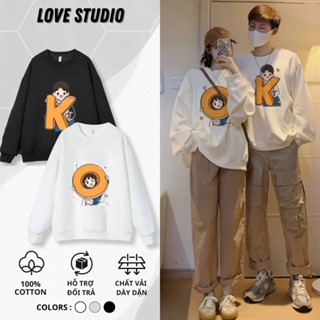 Áo sweater nỉ bông cặp đôi nam nữ mặc cùng người yêu hoodie có mũ unisex fom rộng mùa đông cute Chữ OK L66 [A144]