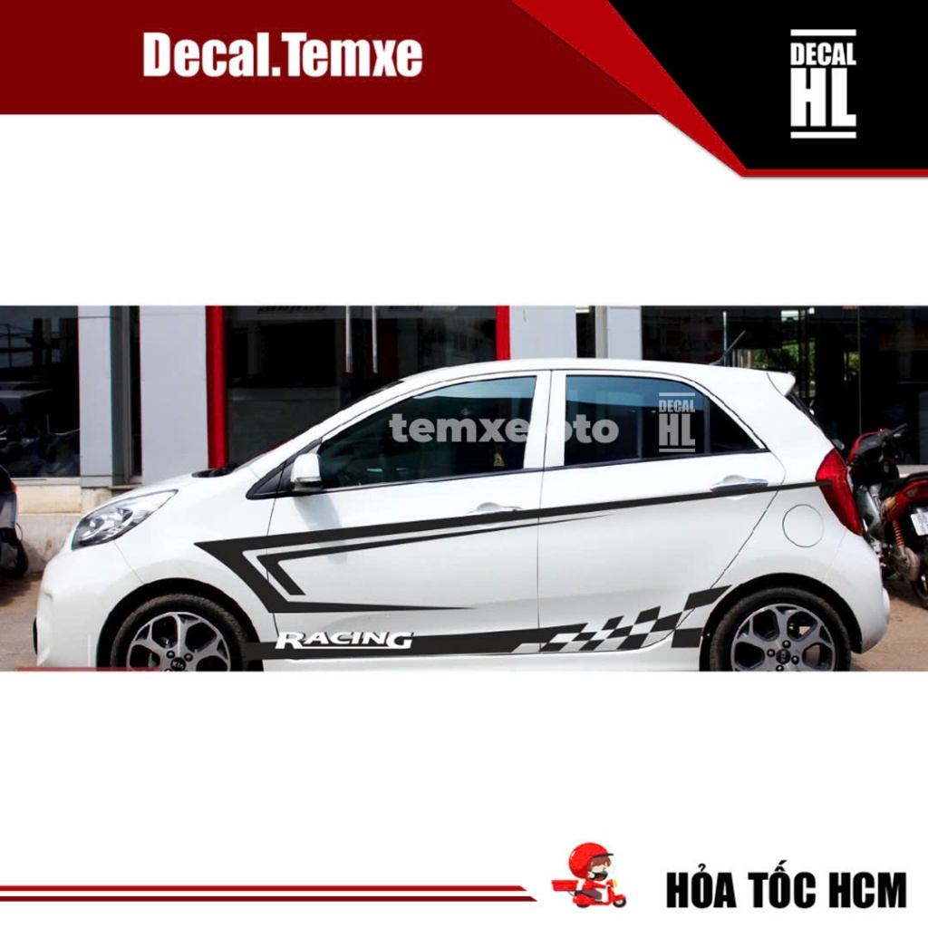 Tem dán sườn xe ô tô Kia Morning. Tem dán sườn xe Matiz