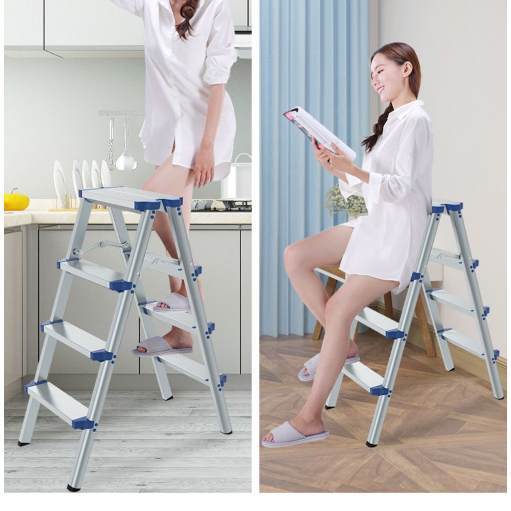 Thang Nhôm Gấp Gọn Chữ A Siêu Nhẹ Nội Thất 3A, Thang Xếp Thông Minh Chống Trượt Loại 3-4-5-6 Bậc