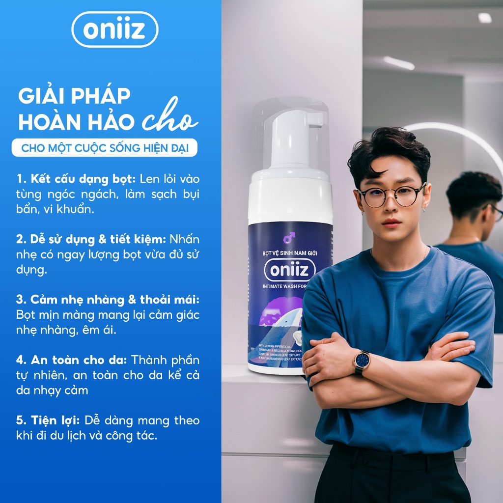 Bọt vệ sinh nam giới Oniiz - Dung dịch vệ sinh nam giới tạo bọt hương nước hoa Perfume 100ml