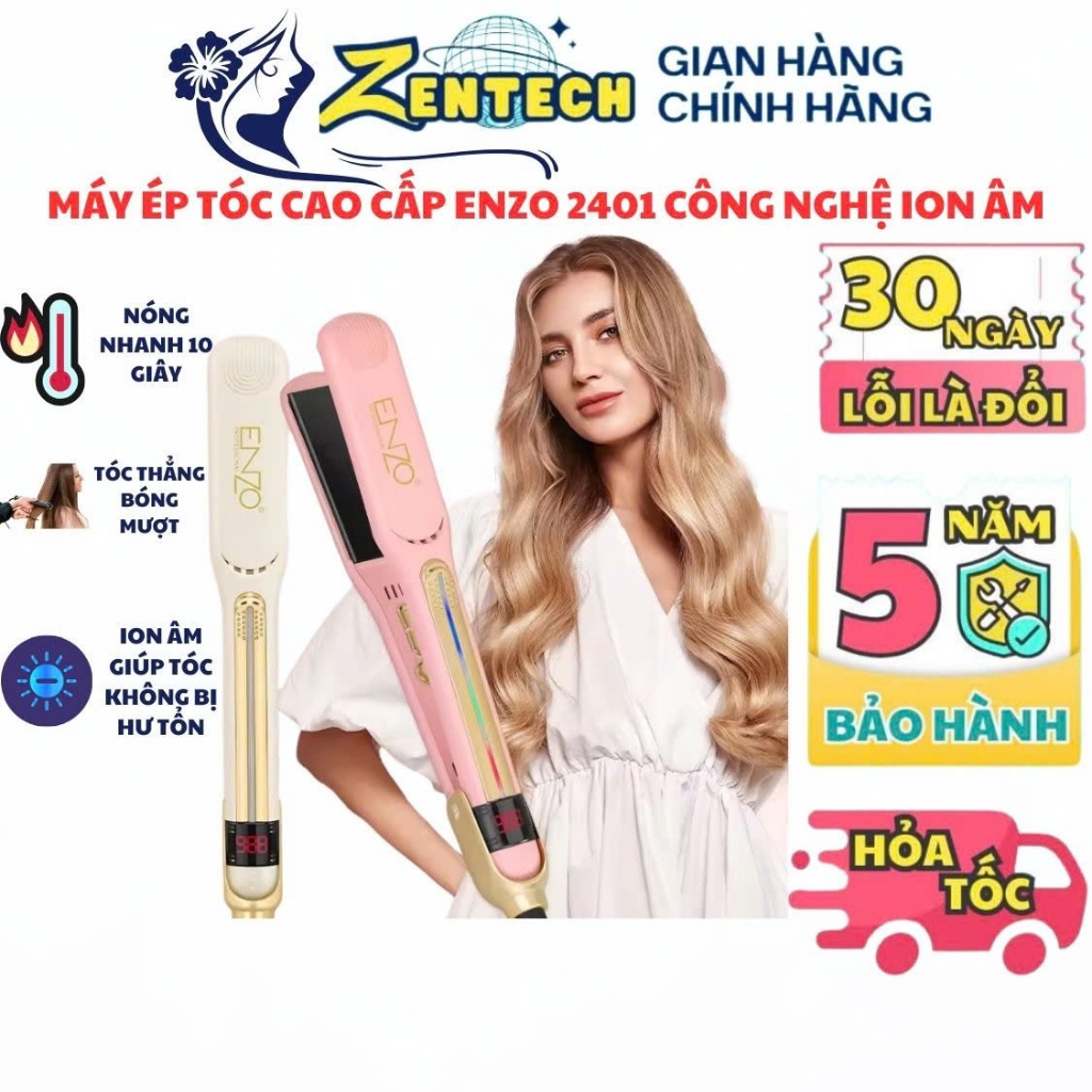 Máy làm tóc ENZO 2401 4in1 tạo kiểu tóc đa năng ép duỗi uốn làm xoăn tóc giữ nếp lâu bh 5 năm