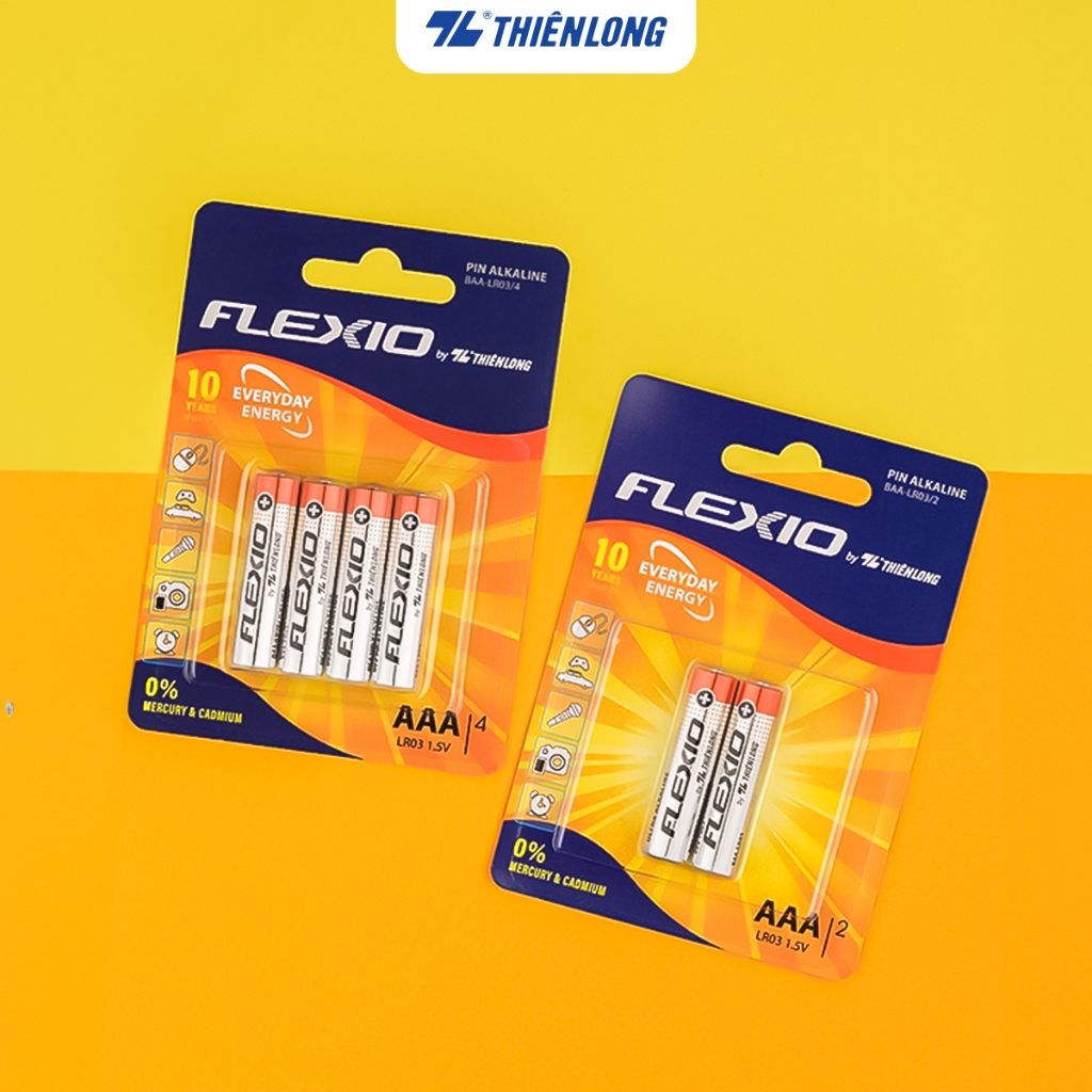 [Vỉ 2] Pin Alkaline AAA Thiên Long Flexio BAA-LR3/4