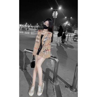  Áo Khoác Len Cdg Họa Tiết Kẻ Bbr Phom Ngắn  Kèm Ảnh Thật 