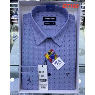 Áo SƠ MI NAM TAY DÀI - VIỆT TIẾN CHÍNH HÃNG - nền XANH DƯƠNG ĐẬM / BLUE, Chất liệu thoáng mát (CHƯA KÈM Túi & Hộp Đựng)