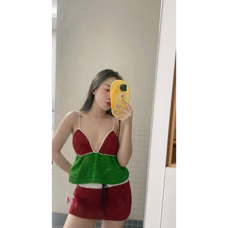 SET LEN MÓC DƯA HẤU SIÊU ĐẸP HANDMADE, BIKINI LEN HIMI073