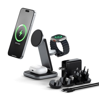 [THƯƠNG HIỆU MỸ] Đế sạc không dây Satechi 2in1/3in 1 Qi2 15W có thể gập lại cho iPhone 15/14/13/12 và AirPods Pro/3/2