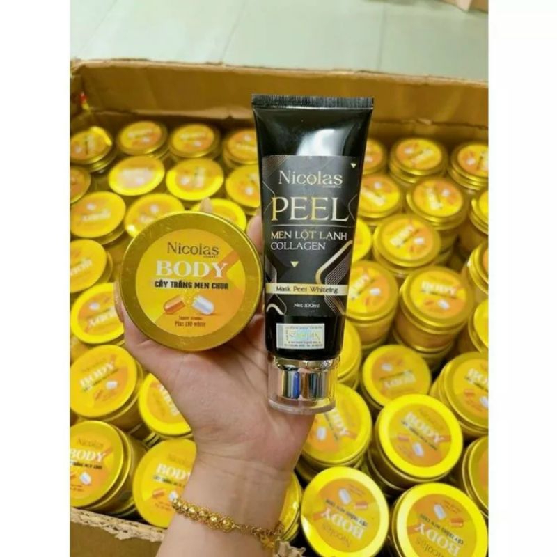 [Chính Hãng] Combo Kem Nicolas Peel Lột Lạnh Thanh Nhi + Kem Body Cấy Trắng Men Chua Nicolas Cosmeti
