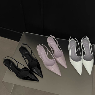 (Form to chat trc với shop) Giày cao gót da bóng Kela hở gót mũi nhọn gót 5p