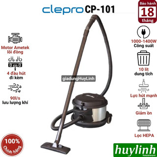 Máy hút bụi công nghiệp clepro cp-101 - 10 lít - giảm ồn - 1400w