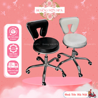Ghế xoay Spa có tựa lưng - Ghế tiêm, phun xăm màu trắng và đen loại tam giác mới có bánh xe xoay 360 độ cao cấp