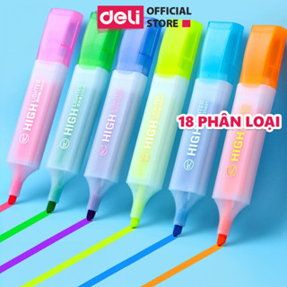 Bút highlight đánh dấu nhớ dòng dạ quang Deli màu pastel phù hợp cho học sinh văn phòng tiện dụng nhanh khô cao cấp