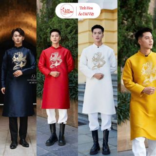 Áo dài cách tân nam thêu Phượng nhiều màu vải tuyết mưa cao cấp{50-105kg} - Áo Dài Hoàng Mai