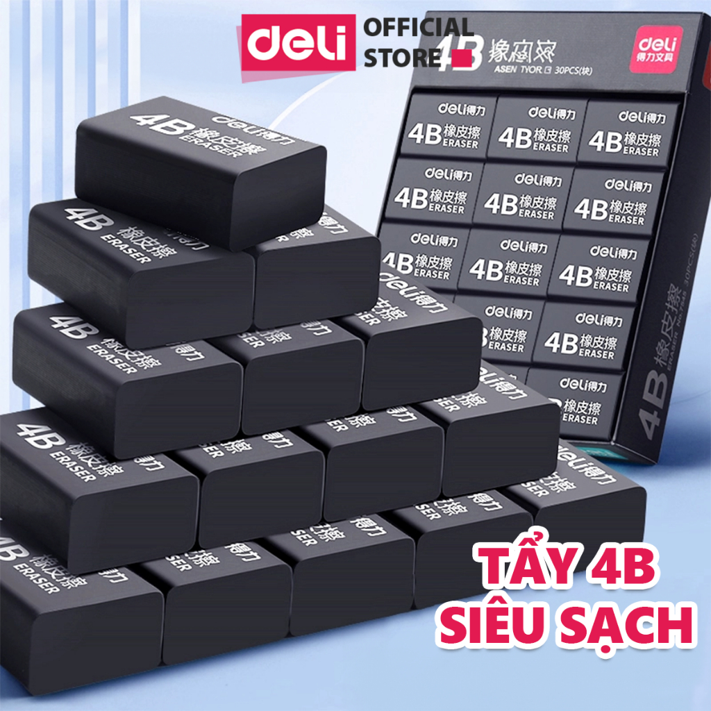 Gôm Tẩy Bút Chì Siêu Sạch Chuyên Dùng Cho Thi Trắc Nghiệm Deli - Tẩy Đen Giá Rẻ Chất Lượng Ít Vụn Dùng Lâu Dài