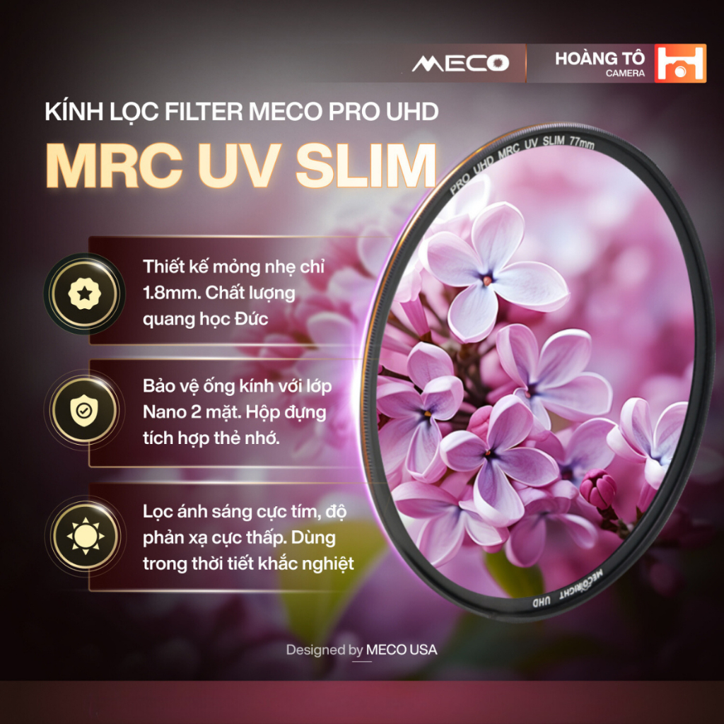 Kính lọc Filter MECO Pro UHD MRC UV Slim Cao cấp – Chính hãng từ Mỹ