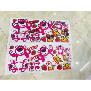Combo nguyên set tem GẤU DÂU (25x60cm) lotso dán trang trí xe máy, điện thoại, lap top.... Tem chống nước không bay màu.