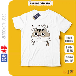 Áo thun mèo bụng bự Ami mẫu SGK018T phông unisex nam nữ thun cotton mềm mịn màu trắng | DONGPHUCSG