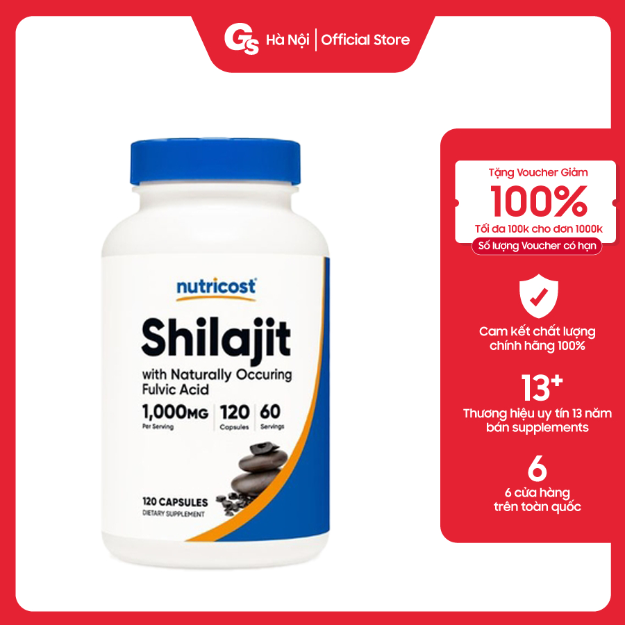 Viên uống Nutricost Shilajit with Naturally Occuring Fulvic Acid, 1000 mg nhập khẩu Mỹ - Gymstore