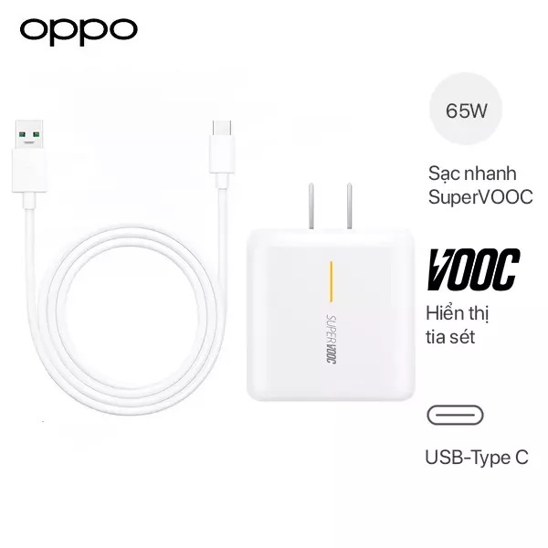 Bộ sạc nhanh OPPO Reno 7 / 7 Pro - SuperVOOC 2.0 65W - Chính Hãng