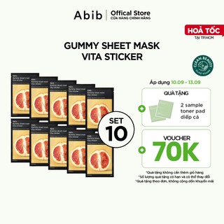 Hộp mặt nạ vải vi sợi Abib Gummy Sheet Mask Vita Sticker - 1 hộp x 10 gói (375g)