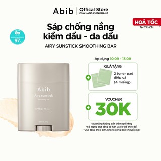 Sáp chống nắng hóa học kiềm dầu, finish bán lì, mỏng nhẹ Abib Airy Sunstick Smoothing Bar SPF50+ PA++++ 23g