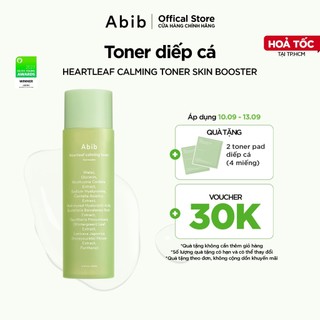 Toner nước cân bằng chiết xuất diếp cá giúp làm dịu da, cấp ẩm Abib Heartleaf Calming Toner Skin Booster 200ml