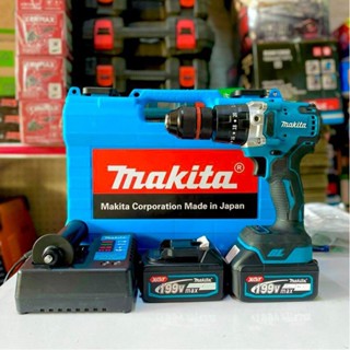  Máy Khoan Makita 199V Không Chổi Than Có Búa AutoLock 13 Ly - Chuyên Khoan,Bắt Vít,Bắn tôn Cực Khỏe 