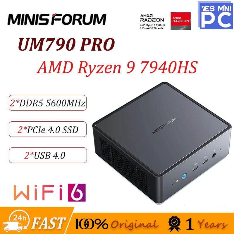 MINISFORUM UM790 PRO Máy tính mini AMD R9 7940HS DDR5 5600MHz SSD M.2 PCIe 4.0 Windows 11 Pro