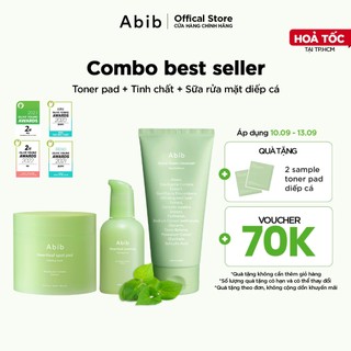 Bộ 3 sản phẩm Abib dưỡng da Diếp Cá giúp hỗ trợ làm dịu và giảm kích ứng, phù hợp với da nhạy cảm