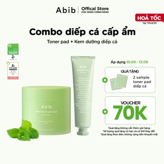 Combo Toner Pad và kem dưỡng ẩm diếp cá giúp làm dịu da Abib
