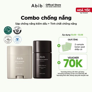 Bộ 2 sản phẩm dưỡng da Abib Tinh chất chống nắng Diếp cá và Sáp chống nắng kiềm dầu
