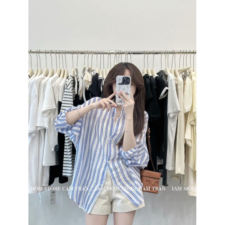ÁO SƠ MI ĐŨI KẺ SỌC XANH MỎNG MÁT MỀM MỊN NHẸ MẶC ĐI LÀM ĐI CHƠI CÔNG SỞ ĐỀU ĐƯỢC | BigBuy360 - bigbuy360.vn