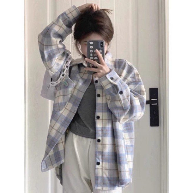 Áo Khoác Áo Sơ Mi Tay Dài Dáng Rộng Họa Tiết Kẻ Sọc Phong Cách Hàn Quốc Thời Trang Mùa Thu Cho Nữ - Hàng mới về | BigBuy360 - bigbuy360.vn