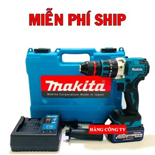  Máy Khoan Makita 199V Không Chổi Than - Có Búa - Khoan 3 Chức Năng Đầu 13Ly Lõi Đồng Khoan Tường 