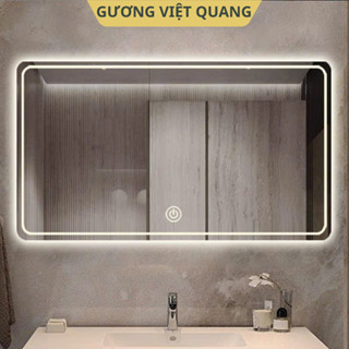 Gương Chữ Nhật Treo Tường Viền Led 3 Màu Gương Treo Nhà Tắm, Bàn Trang Điểm, Phòng Ngủ