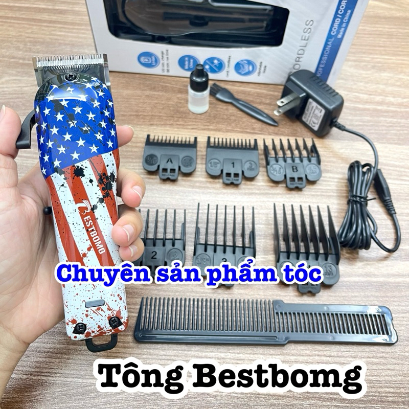✅BESTBOMG Tông đơ cắt tóc cao cấp ( Cờ Mỹ ) - Kim loại Titanium, Thép không gỉ, Pin Li-ion 2000mAh,Thời gian sạc 120phút