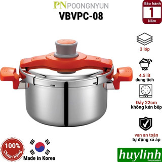 Nồi áp suất inox đáy từ poongnyun vbvpc-08 - 4.5 lít - made in hàn quốc