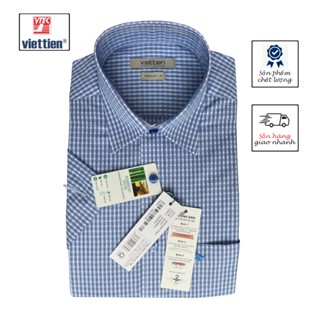 VIETTIEN - ÁO SƠ MI NGẮN TAY - LAI NGANG - PHOM RỘNG 6S0314, 50% BAMBOO