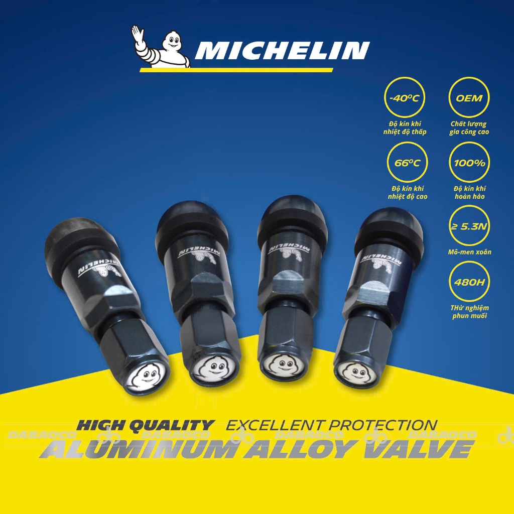 Set 4 van xe ô tô Michelin hợp kim nhôm cao cấp