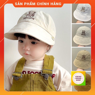   Sale+Tặng Quà  Mũ Rộng Vành Cho Bé Trai Bé Gái-Nón Tai Bèo Chống Nắng Siêu Mỏng Nhẹ Thêu Hình Gấu Phong Cách Hàn Cho Bé 