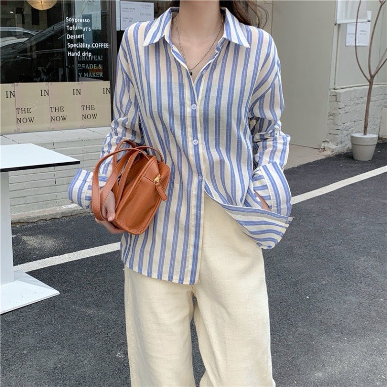 ÁO SƠ MI ĐŨI KẺ SỌC XANH MỎNG MÁT MỀM MỊN NHẸ MẶC ĐI LÀM ĐI CHƠI CÔNG SỞ ĐỀU ĐƯỢC 2024 | BigBuy360 - bigbuy360.vn