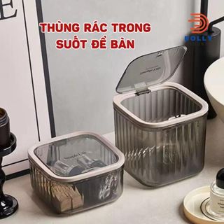 Thùng Rác Mini Kiểu Dáng Trong Suốt, Hiện Đại Để Bàn Làm Việc, Decor Phòng Làm Việc, Phòng Ngủ Dolly House