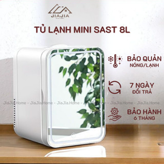 [Có sẵn] Tủ lạnh mini SAST 8L Hiển thị Nhiệt độ - Tích hợp gương và Đèn LED - Bảo quản mỹ phẩm