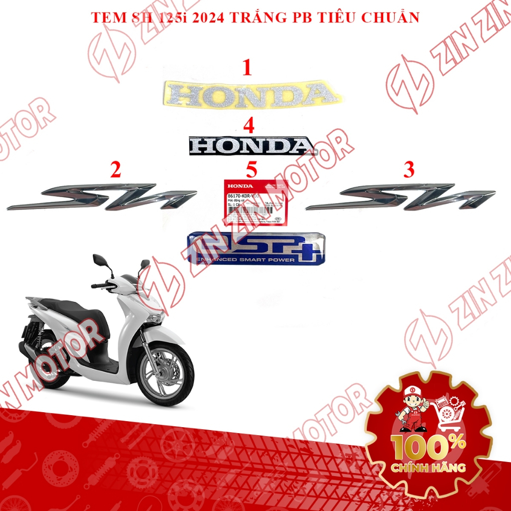 Tem Xe SH 125i, SH125i 2024 Trắng Đen Phiên Bản Tiêu Chuẩn Chính Hãng - ZZM