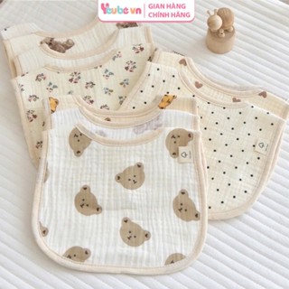 Yếm xô muslin YEUBEVN chữ U kiểu dáng Hàn Quốc đáng yêu cho bé thoáng mát thấm hút cực nhanh