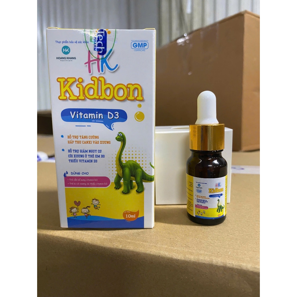 HK KIDBON hỗ trợ giảm còi xương , tăng hấp thu Canxi  Hộp 10ml