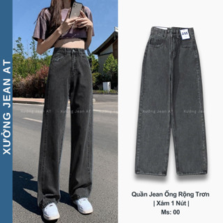Quần Jeans Ống Rộng Nữ Chất Bò Màu Xám Khói Và Xanh Trơn Siêu Hot 420 522 00