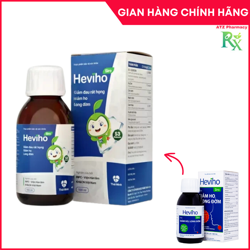 Siro Heviho - Hỗ Trợ Giảm Ho, Đau Rát Họng, Long Đờm (Lọ 100ml) - ATZ Pharmacy