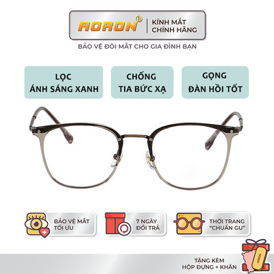 Kính 0 Độ Chống Ánh Sáng Xanh Và Tia UV Nam Nữ AORON Gọng Kính Cận Đàn Hồi Giảm Mỏi Mắt Khi Dùng Máy Tính AK182